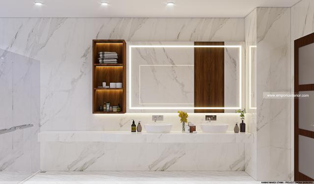 Desain Kamar Mandi Utama Villa Modern 2 Lantai Bapak SKR di Badung, Bali