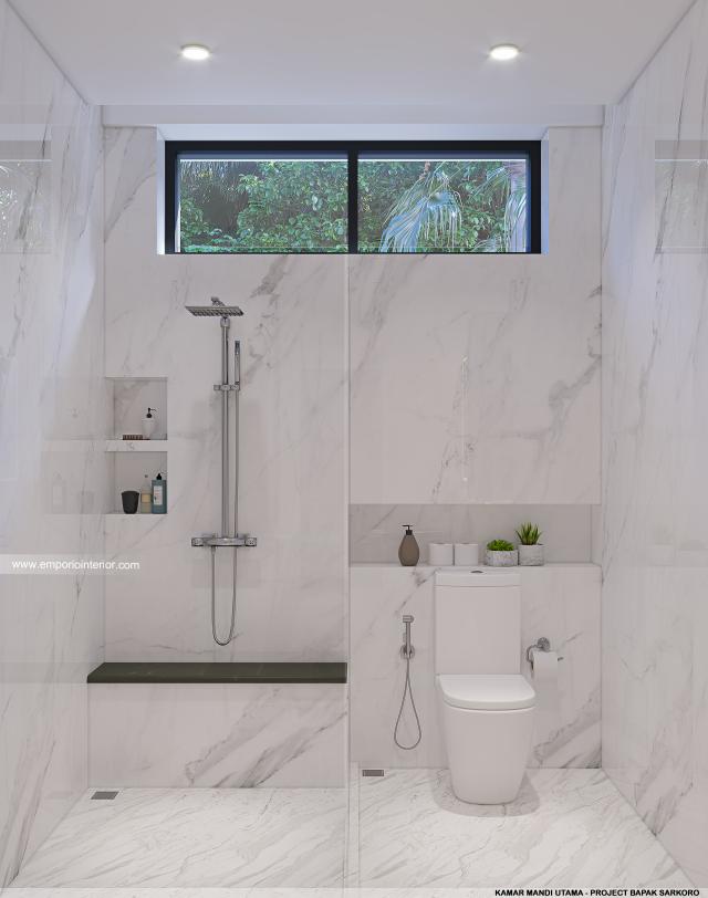 Desain Kamar Mandi Utama Villa Modern 2 Lantai Bapak SKR di Badung, Bali