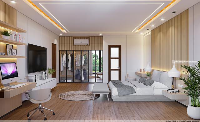 Desain Kamar Tidur 3 Villa Modern 2 Lantai Bapak SKR di Badung, Bali