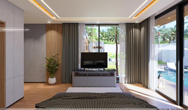 Desain Kamar Tidur Utama Villa Modern 2 Lantai Bapak SKR di Badung, Bali