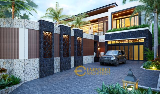Desain Tampak Depan 2 Villa Modern 2 Lantai Bapak SKR di Badung, Bali