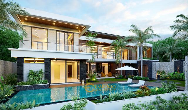 Desain Tampak Belakang 2 Villa Modern 2 Lantai Bapak SKR di Badung, Bali