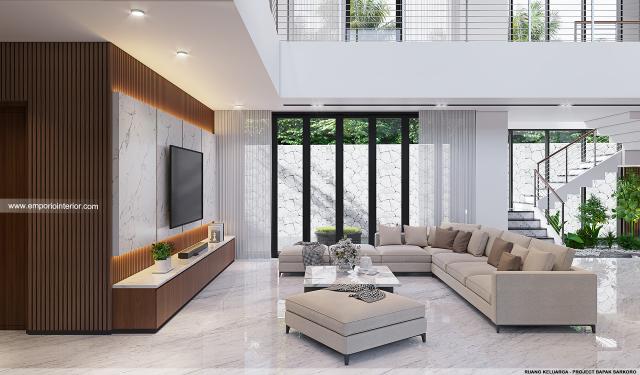 Desain Ruang Keluarga Villa Modern 2 Lantai Bapak SKR di Badung, Bali