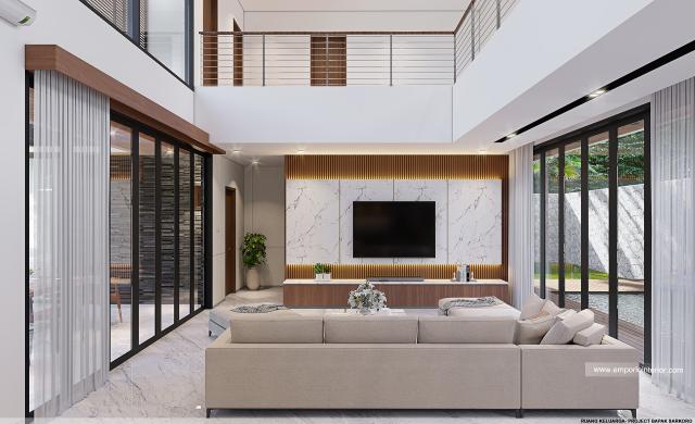 Desain Ruang Keluarga Villa Modern 2 Lantai Bapak SKR di Badung, Bali