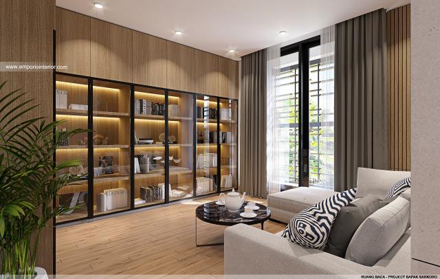 Desain Ruang Baca Villa Modern 2 Lantai Bapak SKR di Badung, Bali