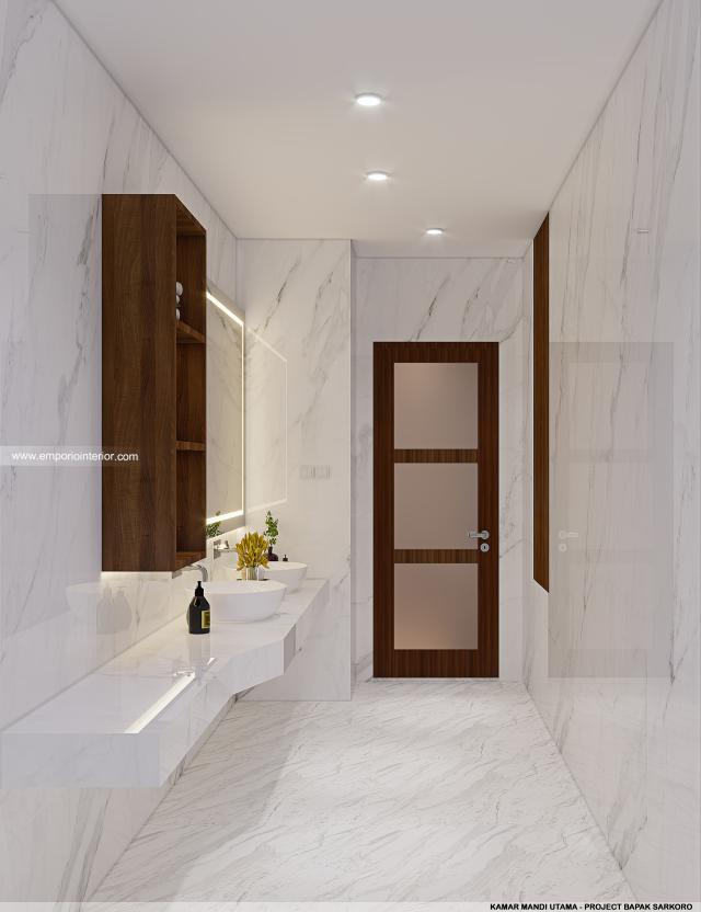 Desain Kamar Mandi Utama Villa Modern 2 Lantai Bapak SKR di Badung, Bali