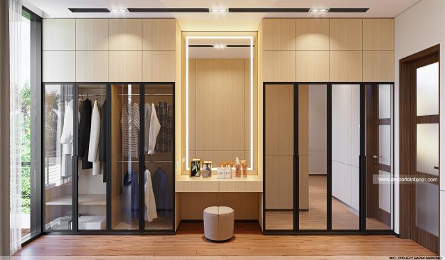 Desain Walk In Closet Villa Modern 2 Lantai Bapak SKR di Badung, Bali