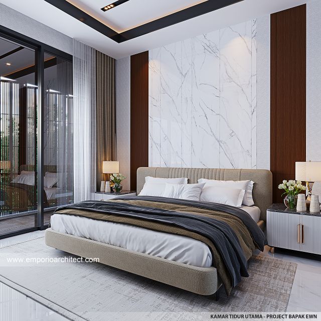 Desain Kamar Tidur Utama Rumah Modern 2 Lantai Bapak EWN di Solo (Surakarta)