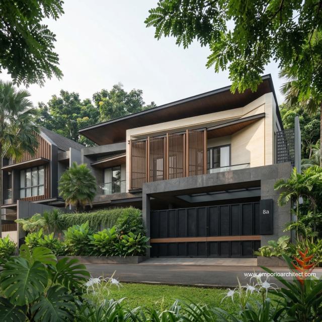 Desain Tampak Depan 3 Rumah Modern 2 Lantai Bapak MZA di Sulawesi Selatan