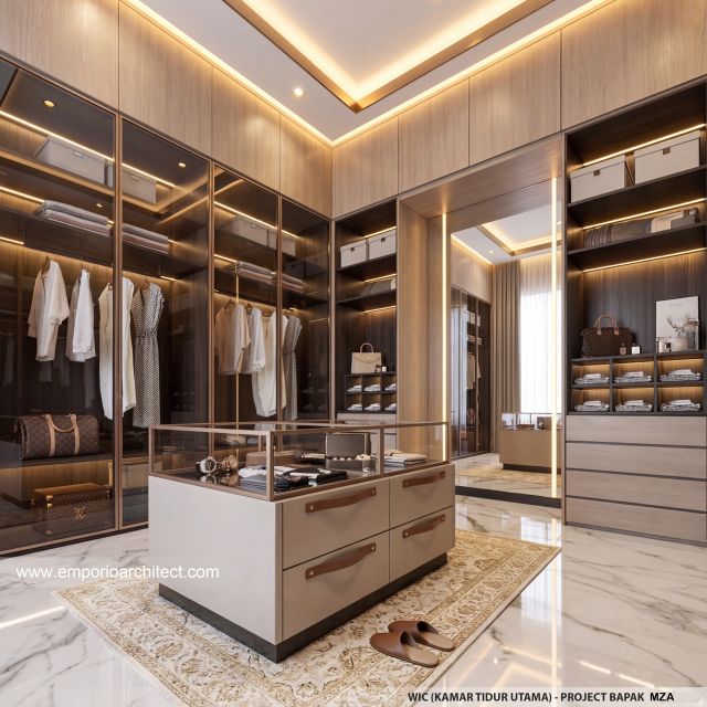 Desain WIC Kamar Tidur Utama Rumah Modern 2 Lantai Bapak MZA di Sulawesi Selatan