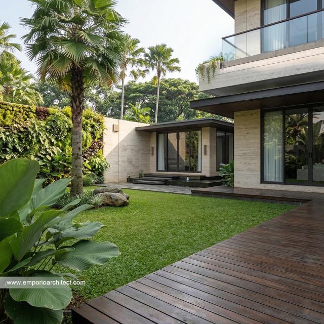 Desain Tampak Detail Belakang Rumah Modern 2 Lantai Bapak MZA di Sulawesi Selatan