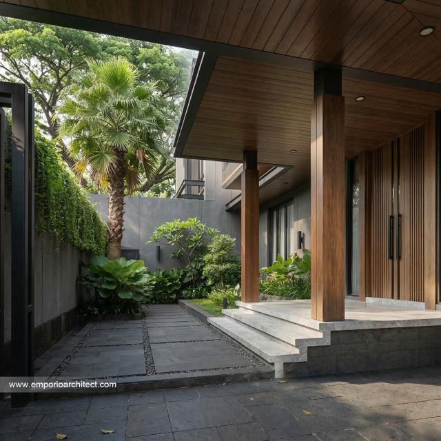 Desain Tampak Detail Depan 2 Rumah Modern 2 Lantai Bapak MZA di Sulawesi Selatan