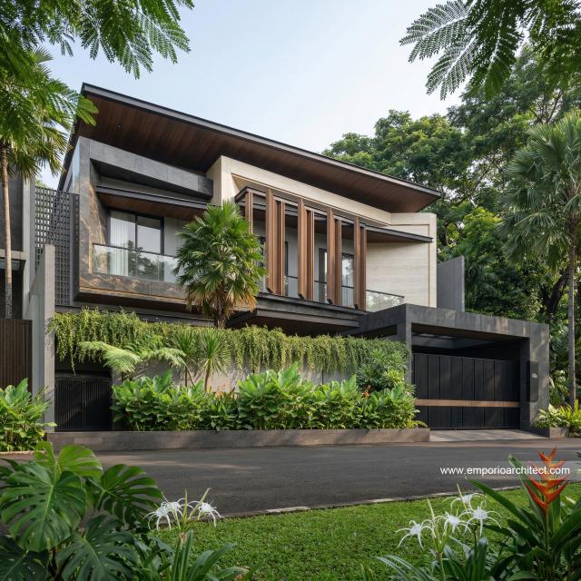 Desain Tampak Depan 2 Rumah Modern 2 Lantai Bapak MZA di Sulawesi Selatan