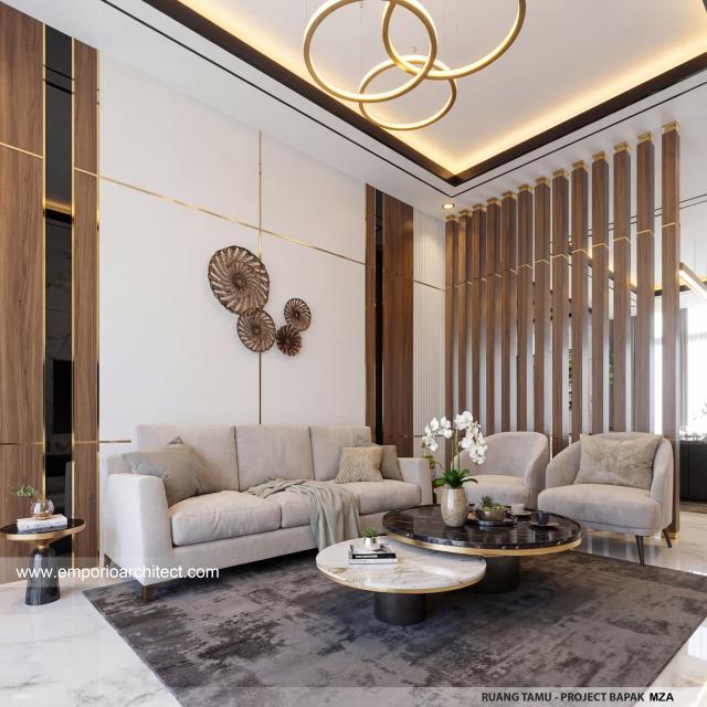 Desain Ruang Tamu Rumah Modern 2 Lantai Bapak MZA di Sulawesi Selatan