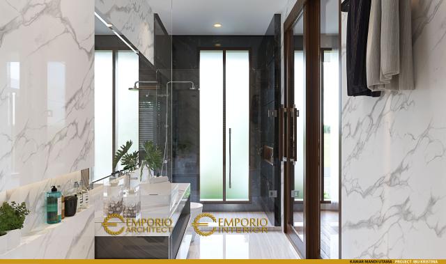 Desain Kamar Mandi Utama Rumah Modern 2 Lantai Ibu Kristina di Semarang, Jawa Tengah
