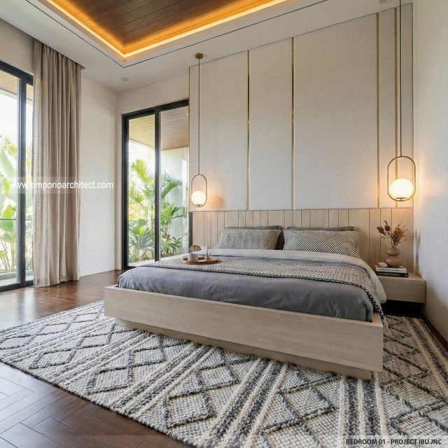 Desain Kamar Tidur 1 Rumah Modern 2 Lantai Ibu JNC di Jakarta Selatan