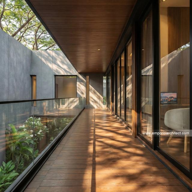 Desain Tampak Detail Belakang 3 Rumah Modern 2 Lantai Ibu JNC di Jakarta Selatan