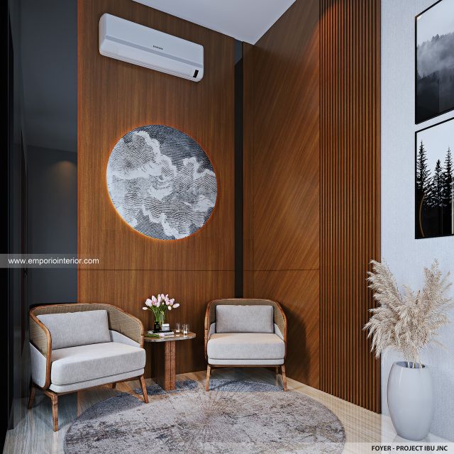 Desain Foyer Rumah Modern 2 Lantai Ibu JNC di Jakarta Selatan