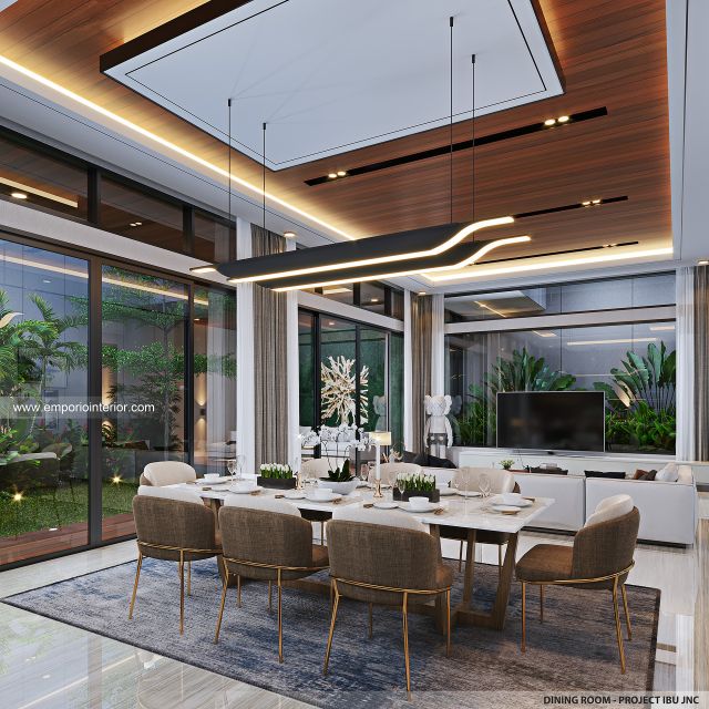 Desain Ruang Makan Rumah Modern 2 Lantai Ibu JNC di Jakarta Selatan