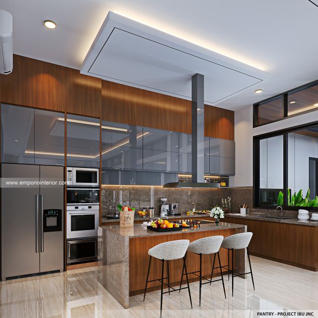 Desain Pantry Rumah Modern 2 Lantai Ibu JNC di Jakarta Selatan