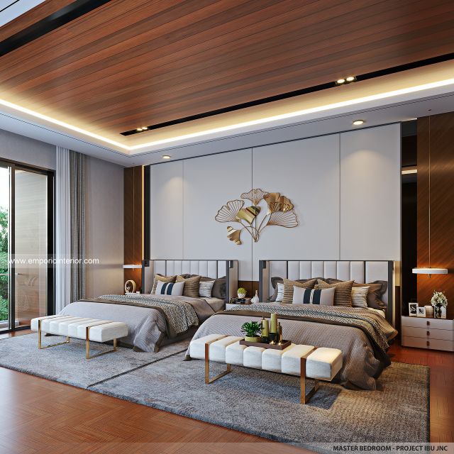 Desain Kamar Tidur Utama Rumah Modern 2 Lantai Ibu JNC di Jakarta Selatan