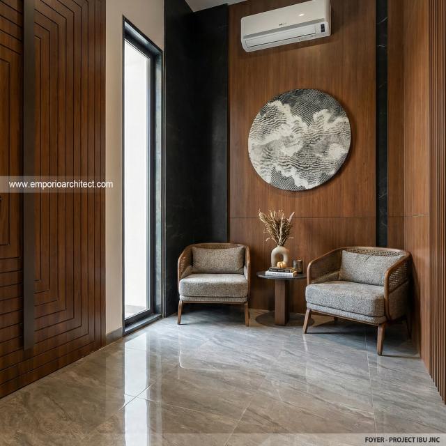 Desain Foyer Rumah Modern 2 Lantai Ibu JNC di Jakarta Selatan