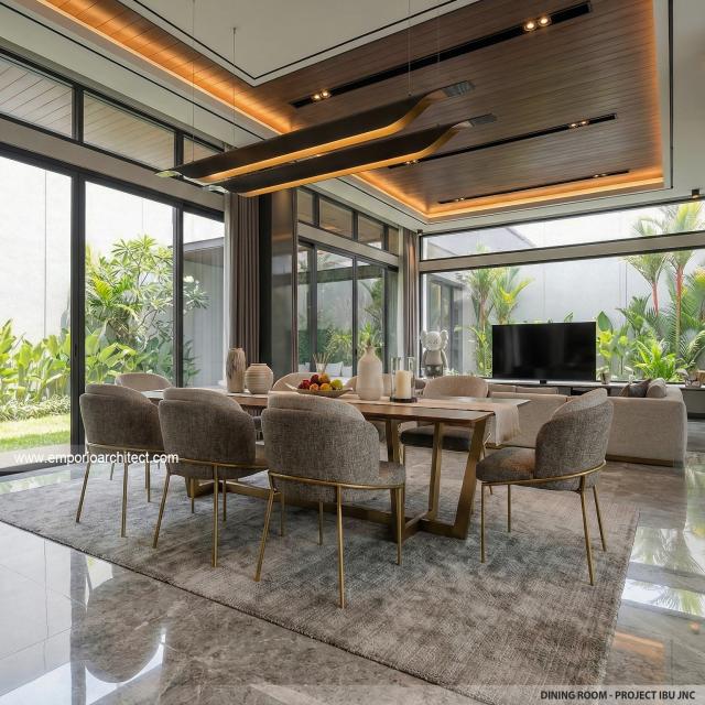 Desain Ruang Makan Rumah Modern 2 Lantai Ibu JNC di Jakarta Selatan