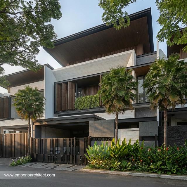 Desain Tampak Depan 3 Rumah Modern 2 Lantai Bapak RRM di Bandung