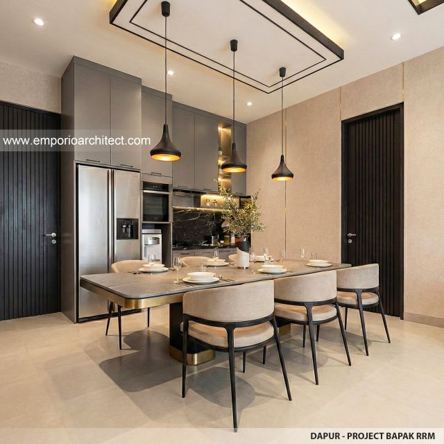 Desain Dapur Rumah Modern 2 Lantai Bapak RRM di Bandung