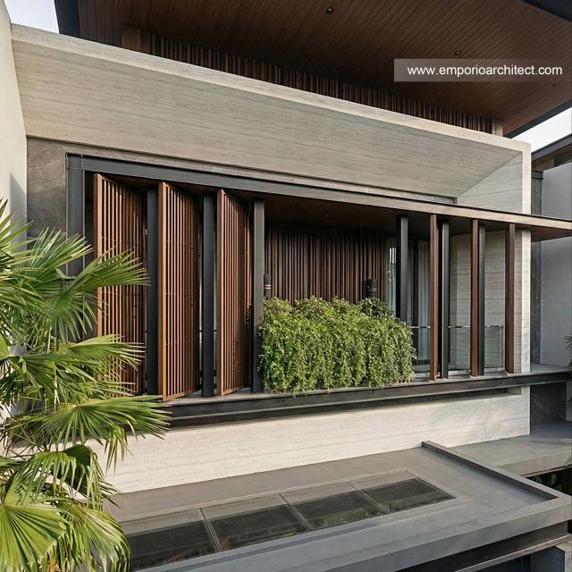Desain Tampak Detail Depan 5 Rumah Modern 2 Lantai Bapak RRM di Bandung