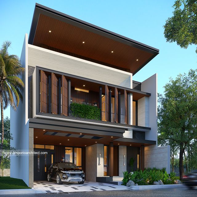 Desain Tampak Depan 3 Rumah Modern 2 Lantai Bapak RRM di Bandung
