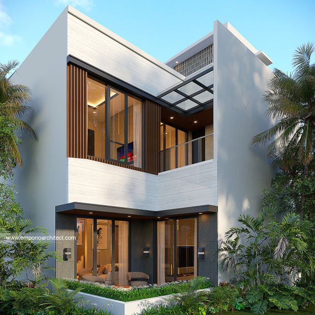Desain Tampak Belakang Rumah Modern 2 Lantai Bapak RRM di Bandung