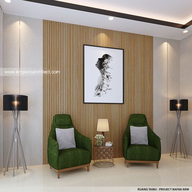 Desain Ruang Tamu Rumah Modern 2 Lantai Bapak RRM di Bandung