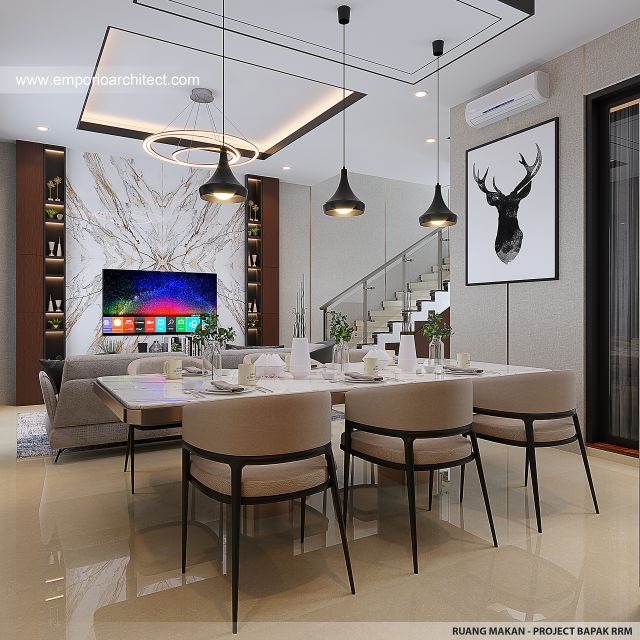 Desain Ruang Makan Rumah Modern 2 Lantai Bapak RRM di Bandung