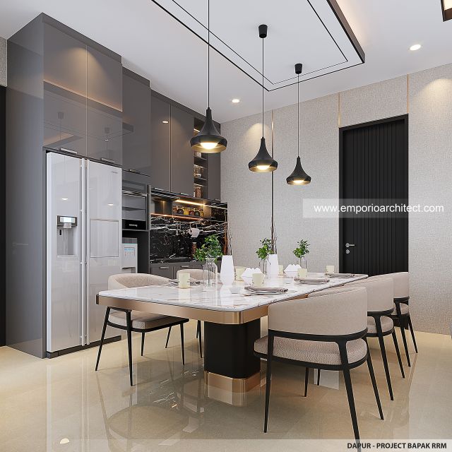 Desain Dapur Rumah Modern 2 Lantai Bapak RRM di Bandung