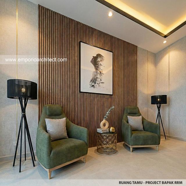 Desain Ruang Tamu Rumah Modern 2 Lantai Bapak RRM di Bandung