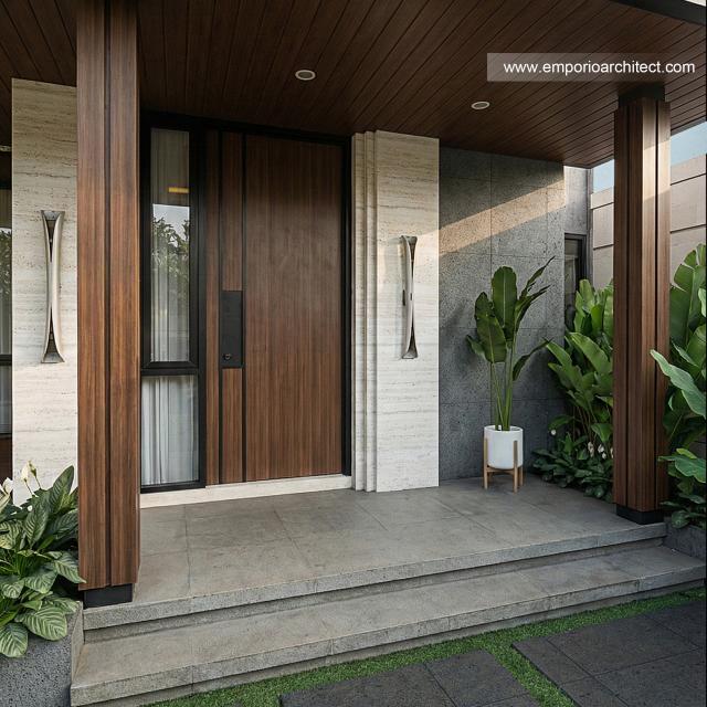 Desain Tampak Detail Depan 4 Rumah Modern 2 Lantai Bapak RRM di Bandung