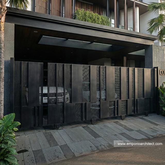 Desain Tampak Detail Depan Rumah Modern 2 Lantai Bapak RRM di Bandung