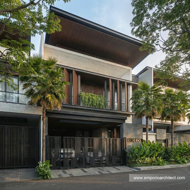 Desain Tampak Depan 2 Rumah Modern 2 Lantai Bapak RRM di Bandung