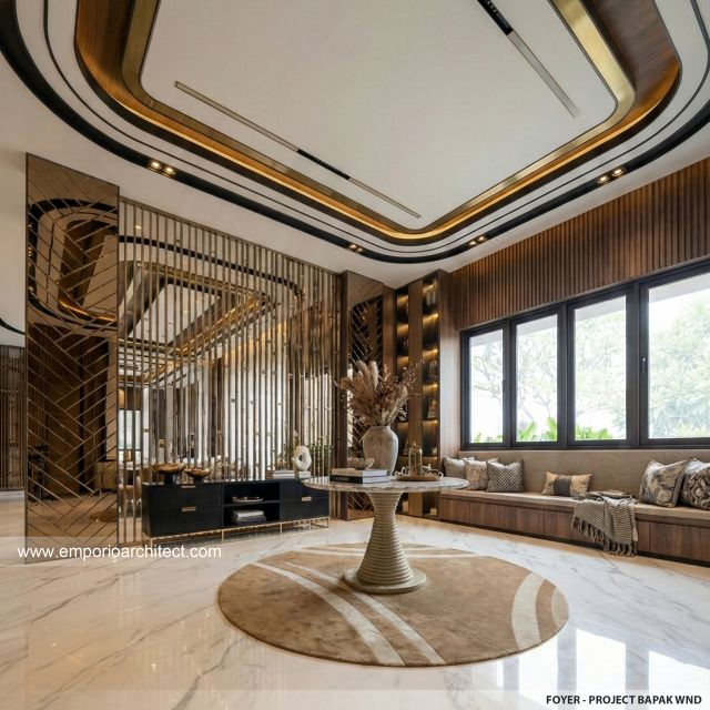 Desain Foyer Rumah Modern 2 Lantai Bapak WND di Pekanbaru