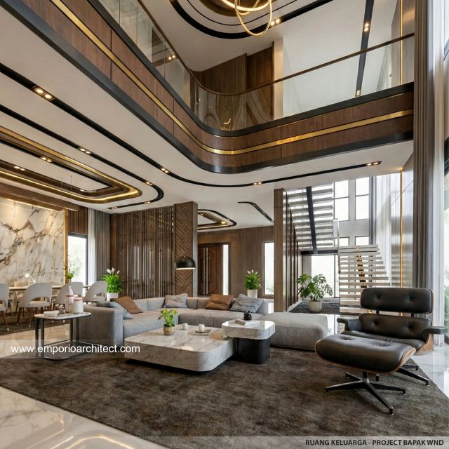 Desain Ruang Keluarga Rumah Modern 2 Lantai Bapak WND di Pekanbaru