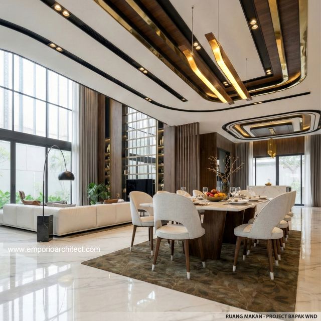 Desain Ruang Makan Rumah Modern 2 Lantai Bapak WND di Pekanbaru