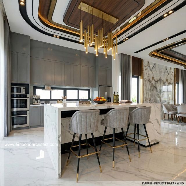 Desain Dapur Rumah Modern 2 Lantai Bapak WND di Pekanbaru