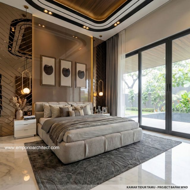 Desain Kamar Tidur Tamu Rumah Modern 2 Lantai Bapak WND di Pekanbaru