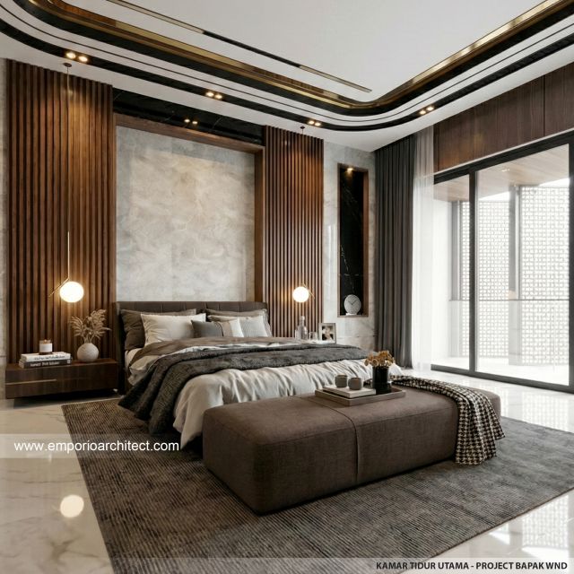 Desain Kamar Tidur Utama Rumah Modern 2 Lantai Bapak WND di Pekanbaru