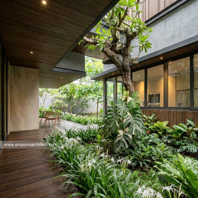Desain Tampak Detail Belakang Rumah Modern 2 Lantai Bapak WND di Pekanbaru
