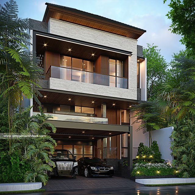 Desain Tampak Depan 3 Rumah Modern 2 Lantai Ibu STI di Jakarta Timur