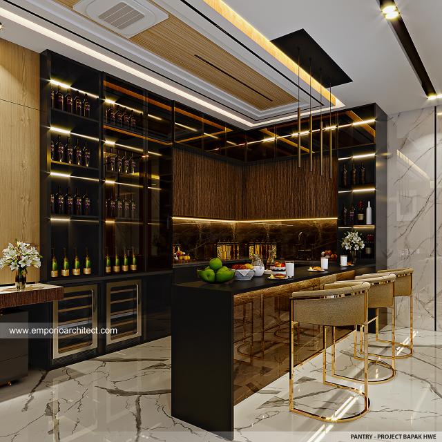 Desain Pantry Rumah Modern 2 Lantai Bapak HWE di Pekanbaru