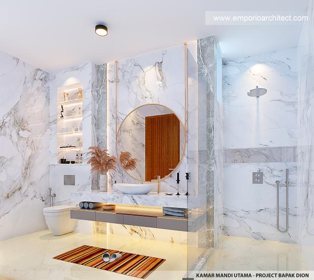 Desain Kamar Mandi Utama Rumah Modern 2 Lantai Bapak DDN di Kota Baru Parahyangan, Bandung