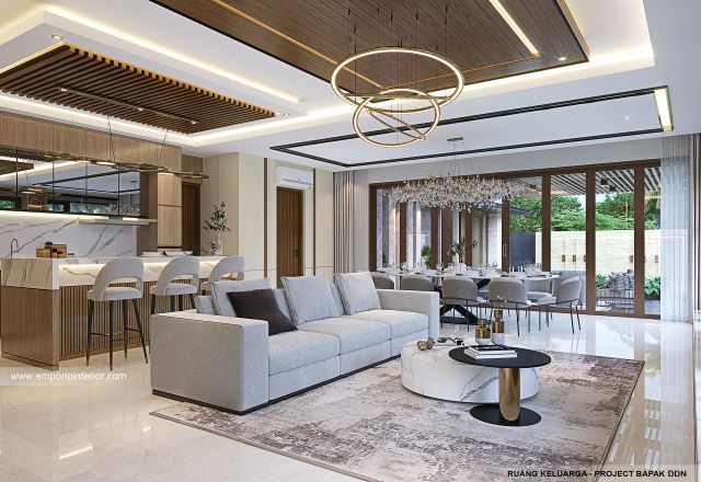 Desain Ruang Keluarga Rumah Modern 2 Lantai Bapak DDN 1470 di Kota Baru Parahyangan, Bandung